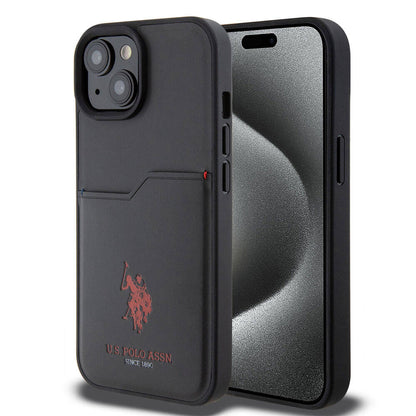 iPhone 15 Kılıf U.S. Polo Assn. orijinal Lisanslı Baskı Logolu PU Kartlıklı Kılıf
