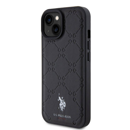 iPhone 15 Kılıf U.S. Polo Assn. orijinal Lisanslı HS Desenli Baskı Logolu Suni Deri Kılıf
