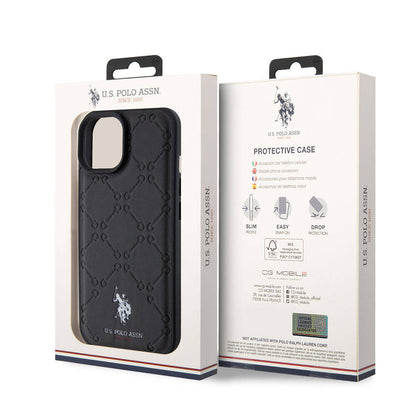 iPhone 15 Kılıf U.S. Polo Assn. orijinal Lisanslı HS Desenli Baskı Logolu Suni Deri Kılıf