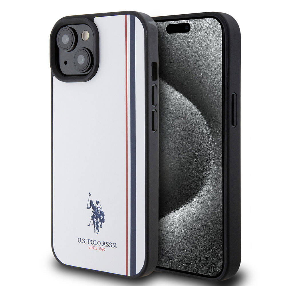 iPhone 15 Kılıf U.S. Polo Assn. orijinal Lisanslı Üç Renk Şerit Tasarımlı Baskı Logolu Kılıf