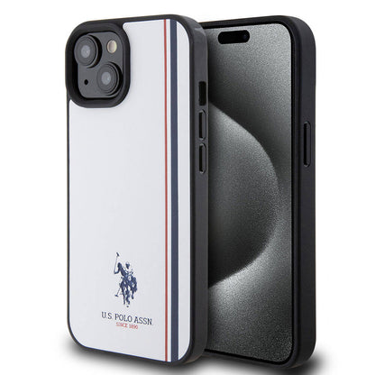 iPhone 15 Kılıf U.S. Polo Assn. orijinal Lisanslı Üç Renk Şerit Tasarımlı Baskı Logolu Kılıf
