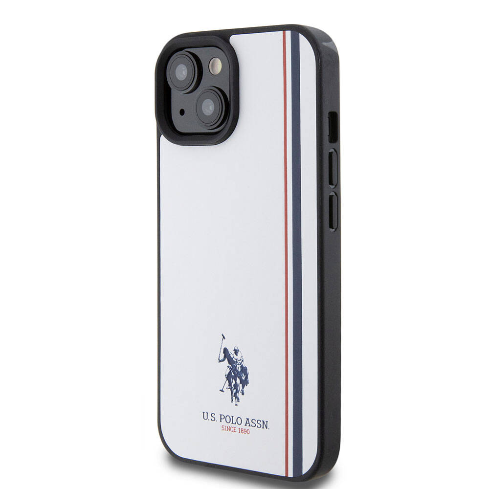 iPhone 15 Kılıf U.S. Polo Assn. orijinal Lisanslı Üç Renk Şerit Tasarımlı Baskı Logolu Kılıf