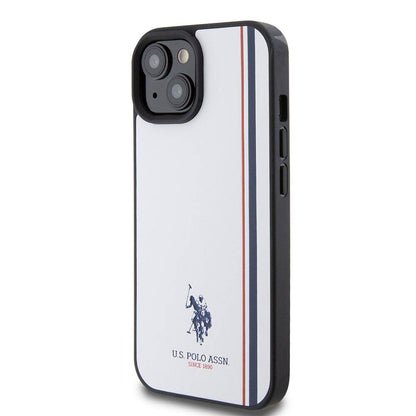 iPhone 15 Kılıf U.S. Polo Assn. orijinal Lisanslı Üç Renk Şerit Tasarımlı Baskı Logolu Kılıf