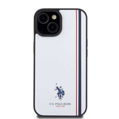 iPhone 15 Kılıf U.S. Polo Assn. orijinal Lisanslı Üç Renk Şerit Tasarımlı Baskı Logolu Kılıf