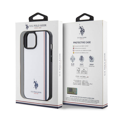 iPhone 15 Kılıf U.S. Polo Assn. orijinal Lisanslı Üç Renk Şerit Tasarımlı Baskı Logolu Kılıf