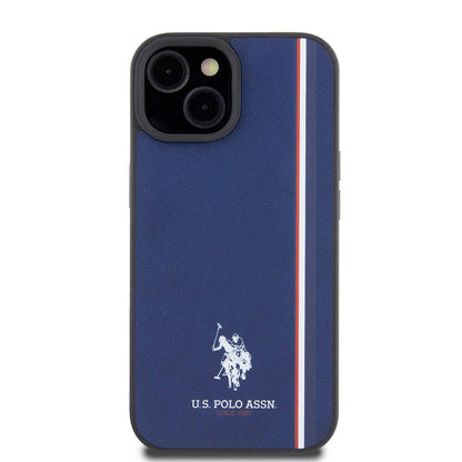 iPhone 15 Kılıf U.S. Polo Assn. orijinal Lisanslı Üç Renk Şerit Tasarımlı Baskı Logolu Kılıf
