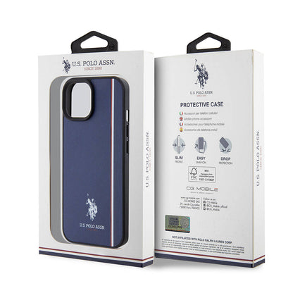 iPhone 15 Kılıf U.S. Polo Assn. orijinal Lisanslı Üç Renk Şerit Tasarımlı Baskı Logolu Kılıf
