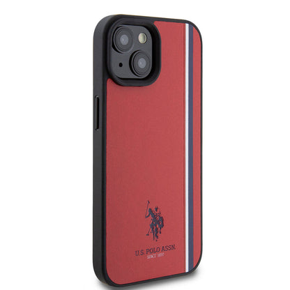 iPhone 15 Kılıf U.S. Polo Assn. orijinal Lisanslı Üç Renk Şerit Tasarımlı Baskı Logolu Kılıf