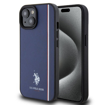 iPhone 15 Kılıf U.S. Polo Assn. orijinal Lisanslı Üç Renk Şerit Tasarımlı Baskı Logolu Kılıf