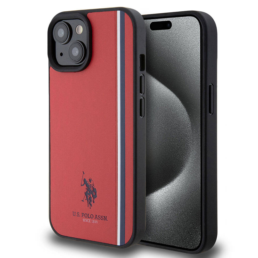 iPhone 15 Kılıf U.S. Polo Assn. orijinal Lisanslı Üç Renk Şerit Tasarımlı Baskı Logolu Kılıf