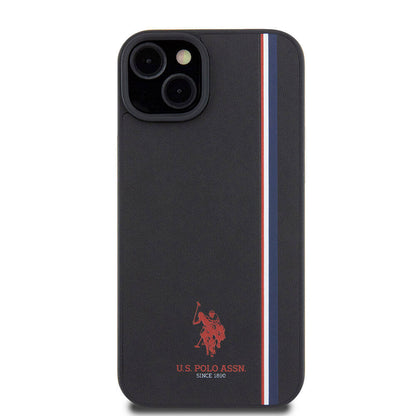 iPhone 15 Kılıf U.S. Polo Assn. orijinal Lisanslı Üç Renk Şerit Tasarımlı Baskı Logolu Kılıf