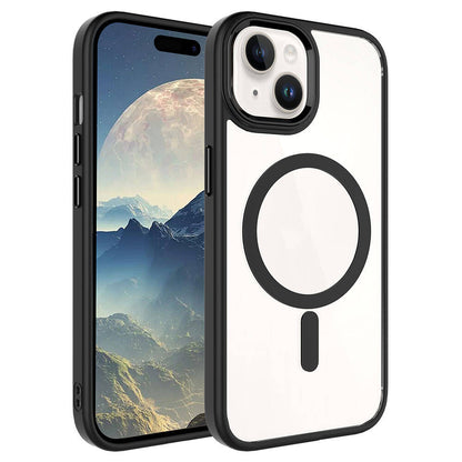 iPhone 15 Kılıf Wireless Şarj Özellikli Zore Krom M-safe Silikon Kılıf