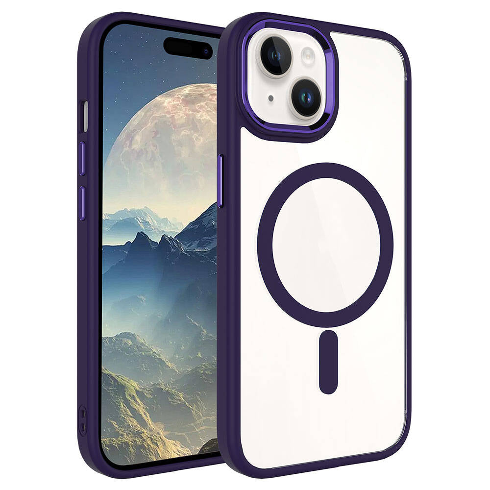 iPhone 15 Kılıf Wireless Şarj Özellikli Zore Krom M-safe Silikon Kılıf