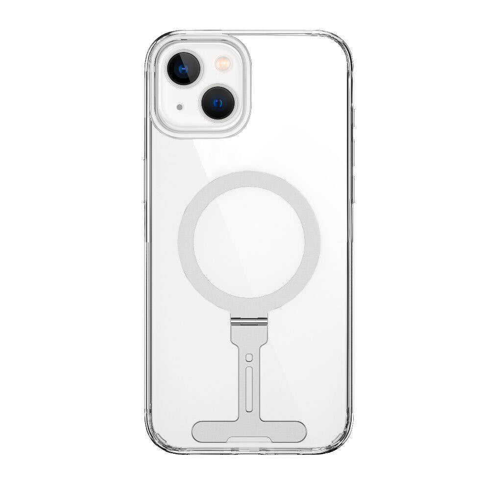 iPhone 15 Kılıf Wiwu FYY-014 M-safe Şarj Özellikli Alüminyum Alaşım Metal Standlı Şeffaf Kılıf