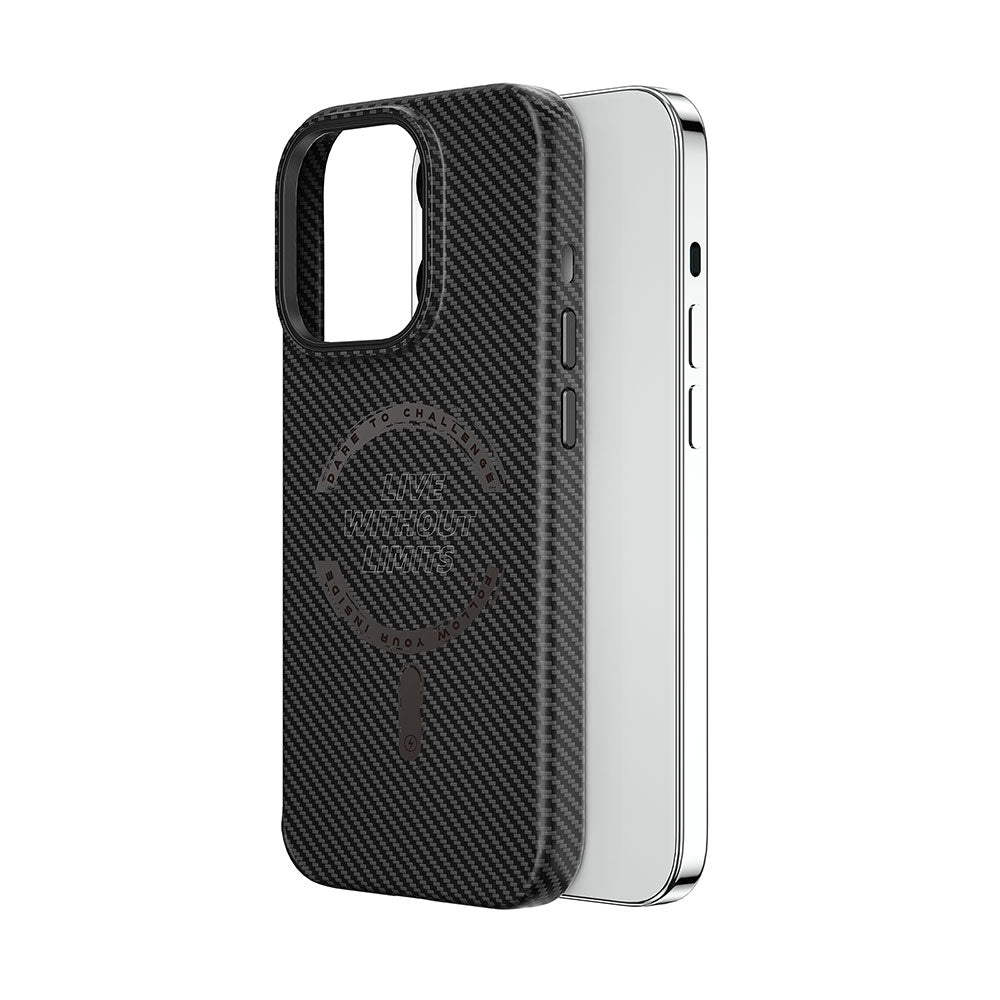 iPhone 15 Kılıf Wiwu LCC-107 Karbon Fiber M-safe Şarj Özellikli Kamera Korumalı Kabon Kılıf