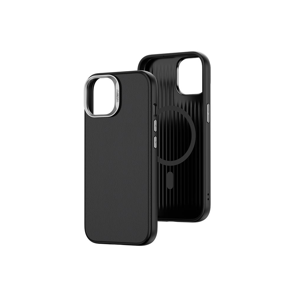iPhone 15 Kılıf Wiwu SP-019 M-safe Şarj Özellikli Vegan Leather Deri Kılıf
