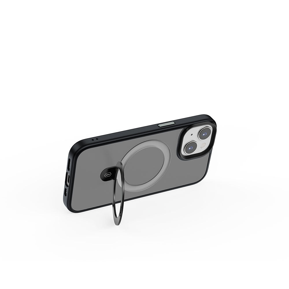 iPhone 15 Kılıf Wiwu ZMM-010 M-safe Şarj Özellikli Mat Arka Yüzey Standlı Kılıf