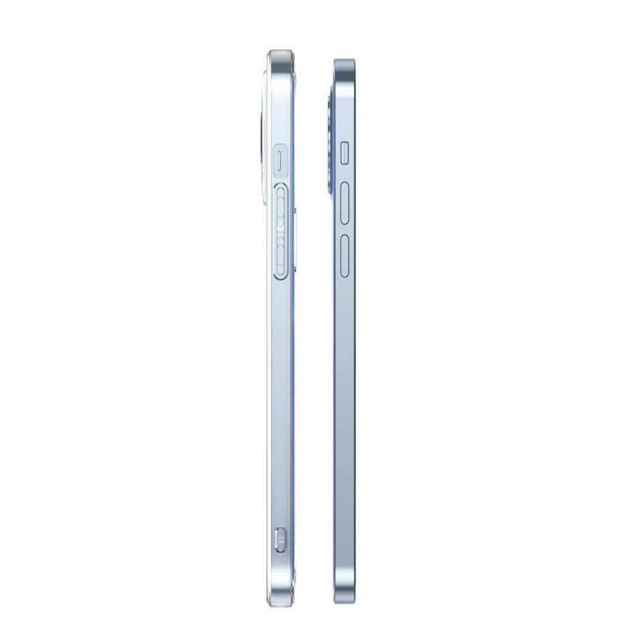 iPhone 15 Kılıf Zore M-safe Şarj Özellikli Şeffaf Tek Kamera Çerçeveli Porto Kılıf