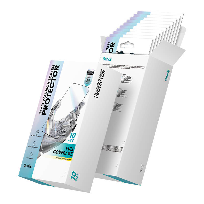 iPhone 15 Plus Benks Glass Warrior Privacy HD Cam Ekran Koruyucu 10'lu Paket