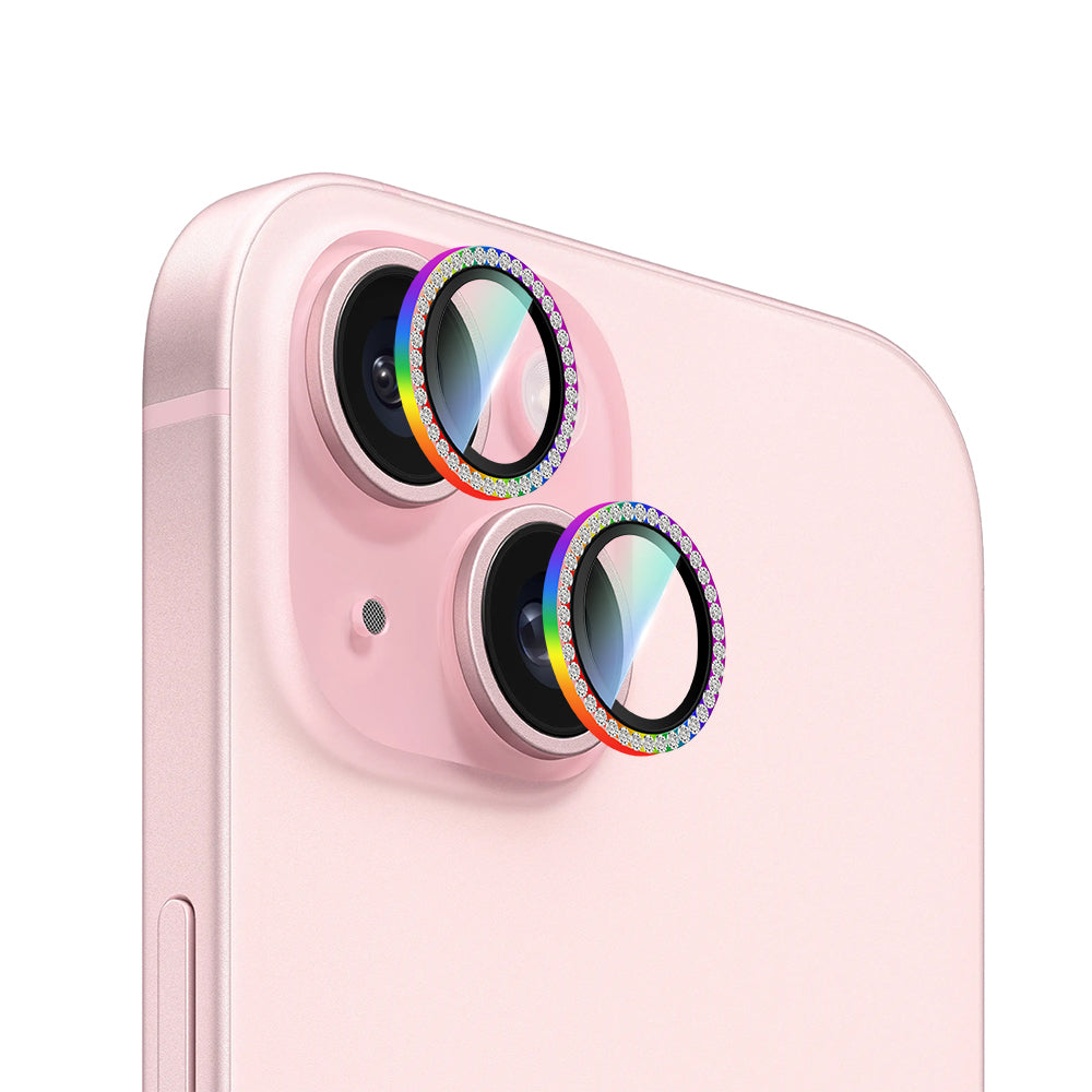 iPhone 15 Plus CaseWorld Alloy Sparkling Diamond Serisi Taşlı Lens Koruyucu