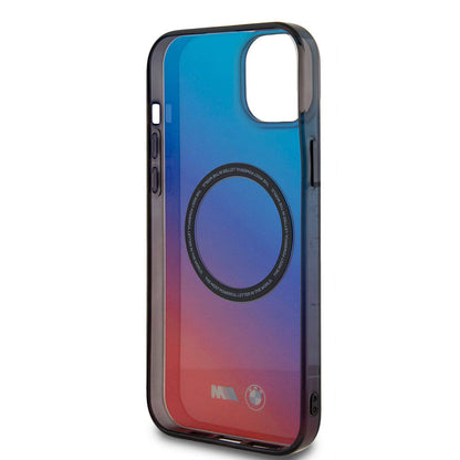 iPhone 15 Plus Kılıf BMW M-safe Şarj Özellikli Transparan Renk Geçişli Dizayn Orijinal Lisanslı Kılıf