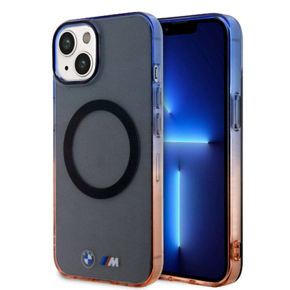 iPhone 15 Plus Kılıf BMW M-safe Şarj Özellikli Transparan Renkli Çerçeveli Orijinal Lisanslı Kılıf