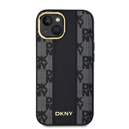 iPhone 15 Plus Kılıf DKNY Orjinal Lisanslı M-safe Şarj Özellikli 3D Yazılı Checkered Pattern Kılıf