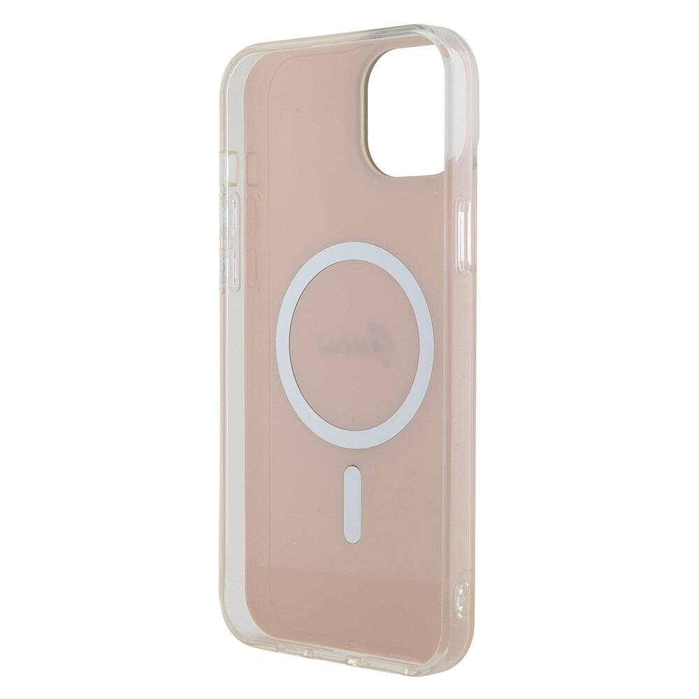 iPhone 15 Plus Kılıf Guess Orijinal Lisanslı M-safe Şarj Özellikli Yazı Logolu Iridescent Kılıf