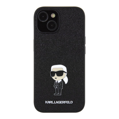 iPhone 15 Plus Kılıf Karl Lagerfeld İkonik Fixed Glitter Metal Logo orijinal Lisanslı Kılıf