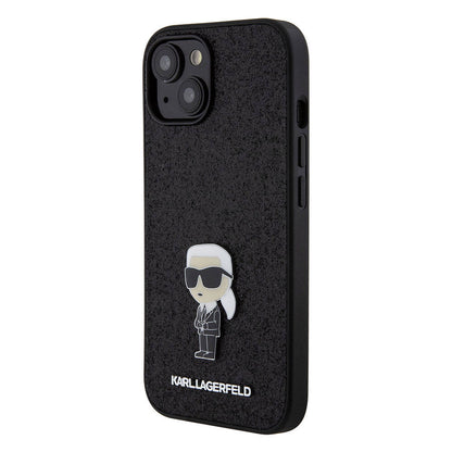 iPhone 15 Plus Kılıf Karl Lagerfeld İkonik Fixed Glitter Metal Logo orijinal Lisanslı Kılıf