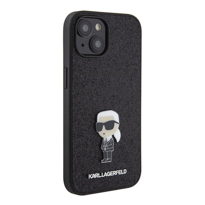iPhone 15 Plus Kılıf Karl Lagerfeld İkonik Fixed Glitter Metal Logo orijinal Lisanslı Kılıf