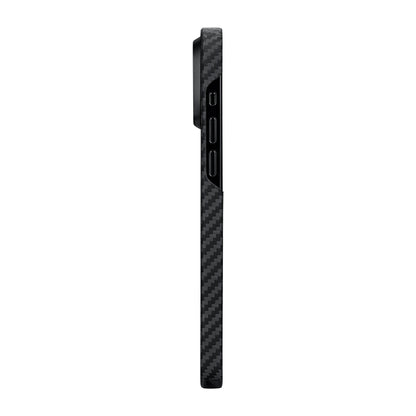 iPhone 15 Plus Kılıf M-safe Şarj Özellikli 1500D Aramid Fiber Pitaka Ultra-Slim Classic Serisi Black-Grey Twill Kılıf