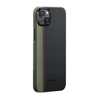 iPhone 15 Plus Kılıf M-safe Şarj Özellikli 600D Aramid Karbon Fiber Pitaka Tactile Woven Orchestra Serisi Overture Kılıf