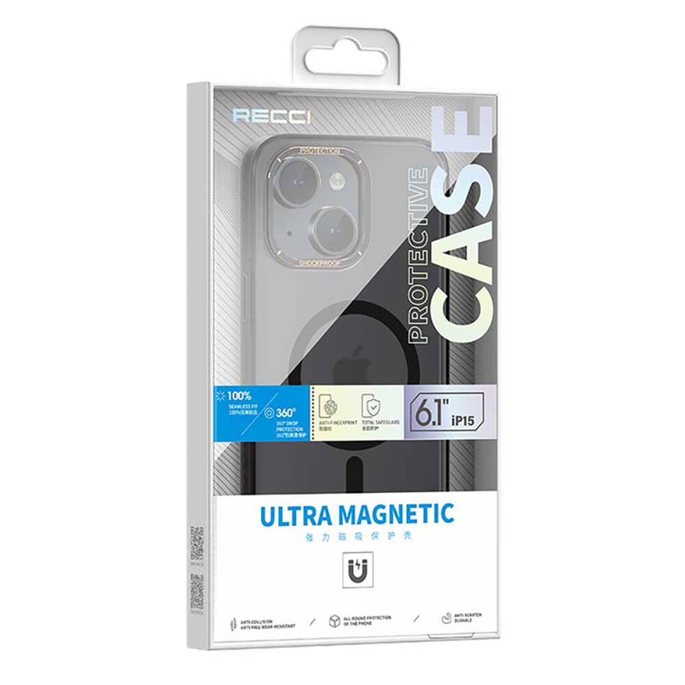 iPhone 15 Plus Kılıf M-safe Şarj Özellikli Cam Arka Yüzey Recci Michelin Serisi Kılıf