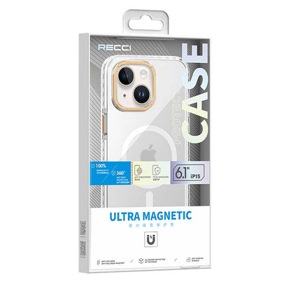 iPhone 15 Plus Kılıf M-safe Şarj Özellikli Cam Arka Yüzey Recci Michelin Serisi Kılıf