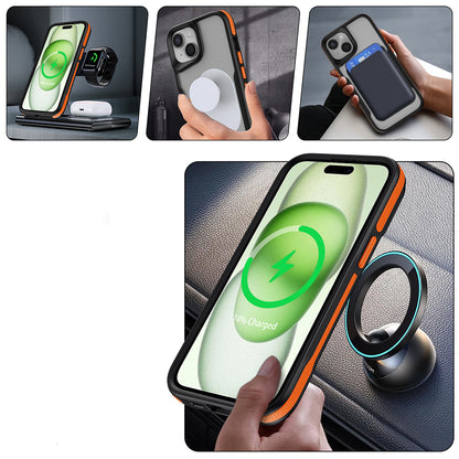 iPhone 15 Plus Kılıf M-safe Şarj Özellikli Renkli Kenar Airbag Şeritli Zore Lamer Kılıf