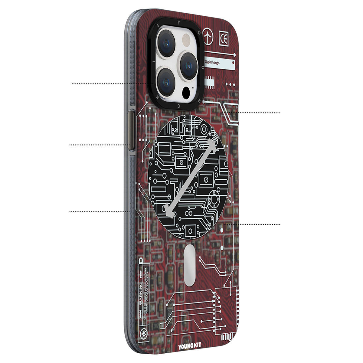 iPhone 15 Plus Kılıf M-safe Şarj Özellikli YoungKit Technology Serisi Kılıf