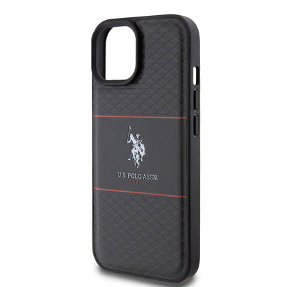 iPhone 15 Plus Kılıf U.S. Polo Assn. orijinal Lisanslı Deri Şeritli Logo Dizayn Kılıf