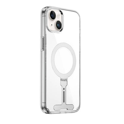 iPhone 15 Plus Kılıf Wiwu FYY-014 M-safe Şarj Özellikli Alüminyum Alaşım Metal Standlı Şeffaf Kılıf