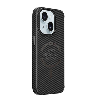 iPhone 15 Plus Kılıf Wiwu LCC-107 Karbon Fiber M-safe Şarj Özellikli Kamera Korumalı Kabon Kılıf