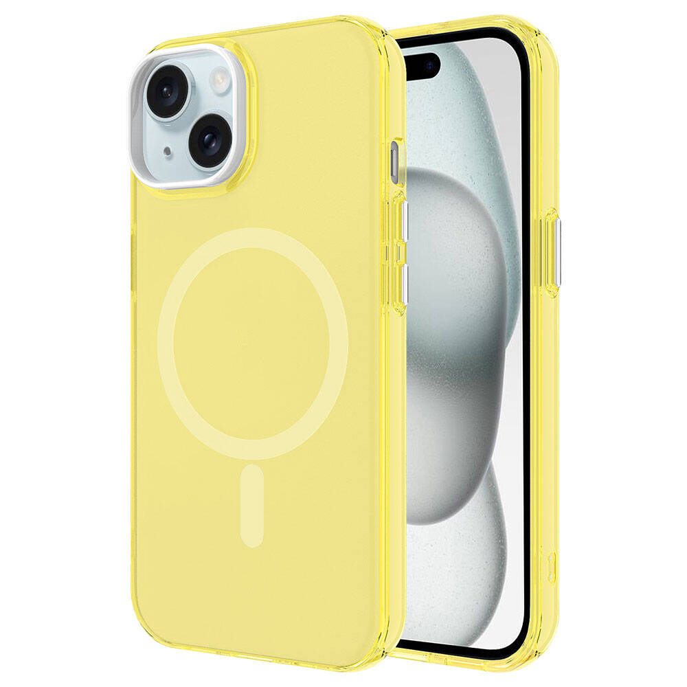 iPhone 15 Plus Kılıf Zore M-safe Şarj Özellikli Buzlu Transparan C-Pro Sert Kılıf