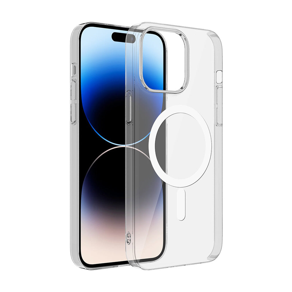 iPhone 15 Plus Kılıf Zore M-safe Şarj Özellikli Şeffaf Tek Kamera Çerçeveli Porto Kılıf