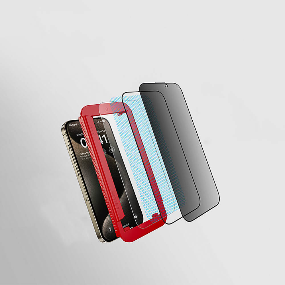 iPhone 15 Pro Casebang Privacy Hayalet Ekran Koruyucu + Kolay Uygulama Aparatı