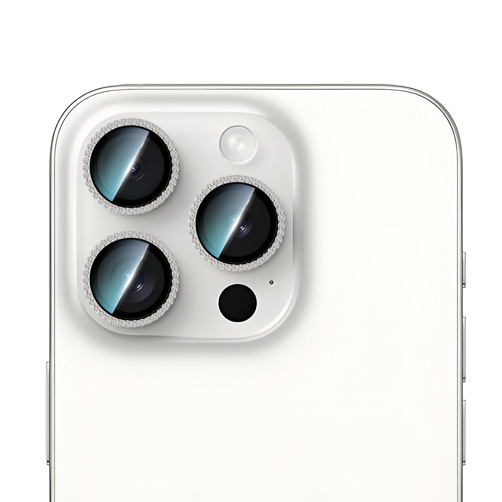 iPhone 15 Pro CaseWorld Alloy Sparkling Diamond Serisi Taşlı Lens Koruyucu