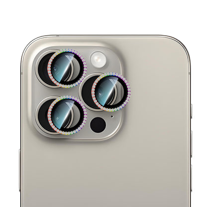 iPhone 15 Pro CaseWorld Alloy Sparkling Diamond Serisi Taşlı Lens Koruyucu