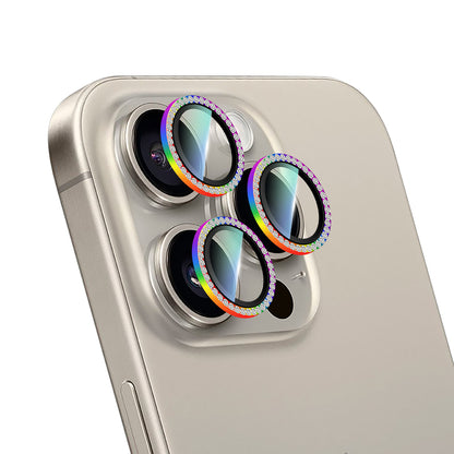 iPhone 15 Pro CaseWorld Alloy Sparkling Diamond Serisi Taşlı Lens Koruyucu