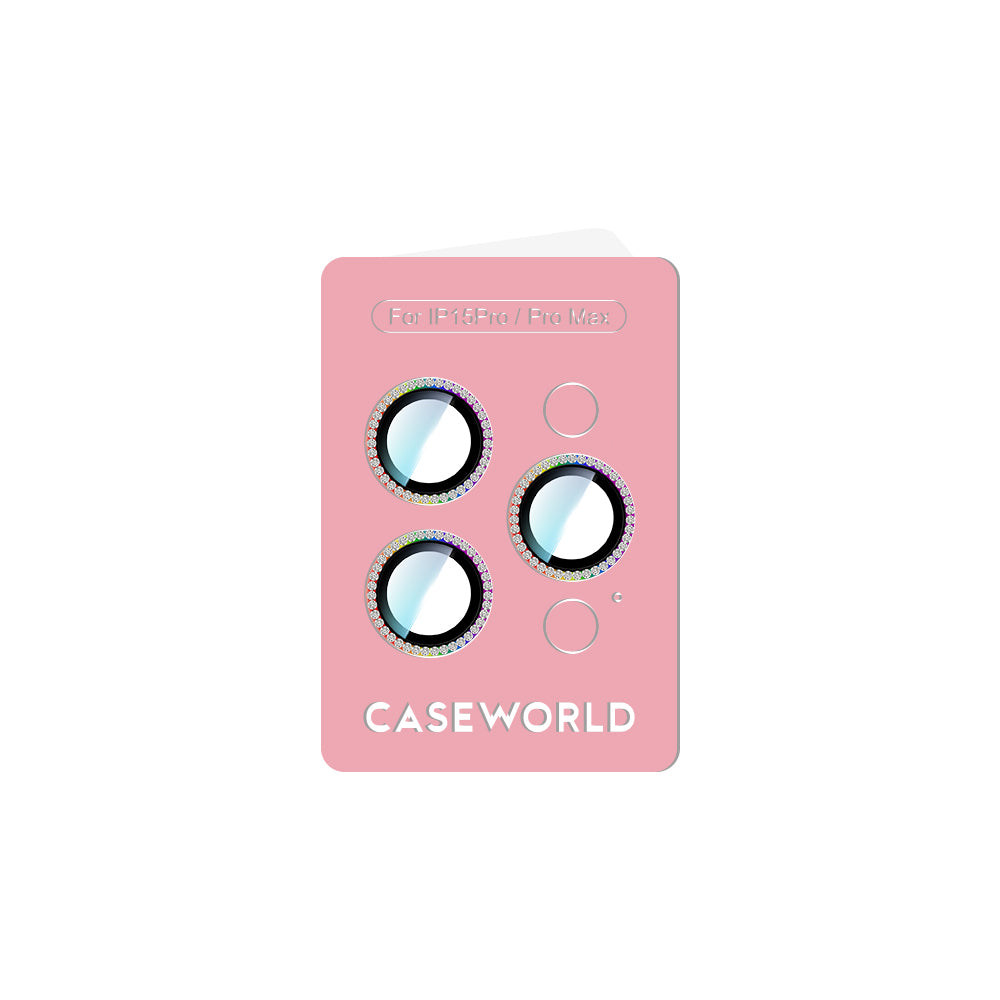 iPhone 15 Pro CaseWorld Alloy Sparkling Diamond Serisi Taşlı Lens Koruyucu
