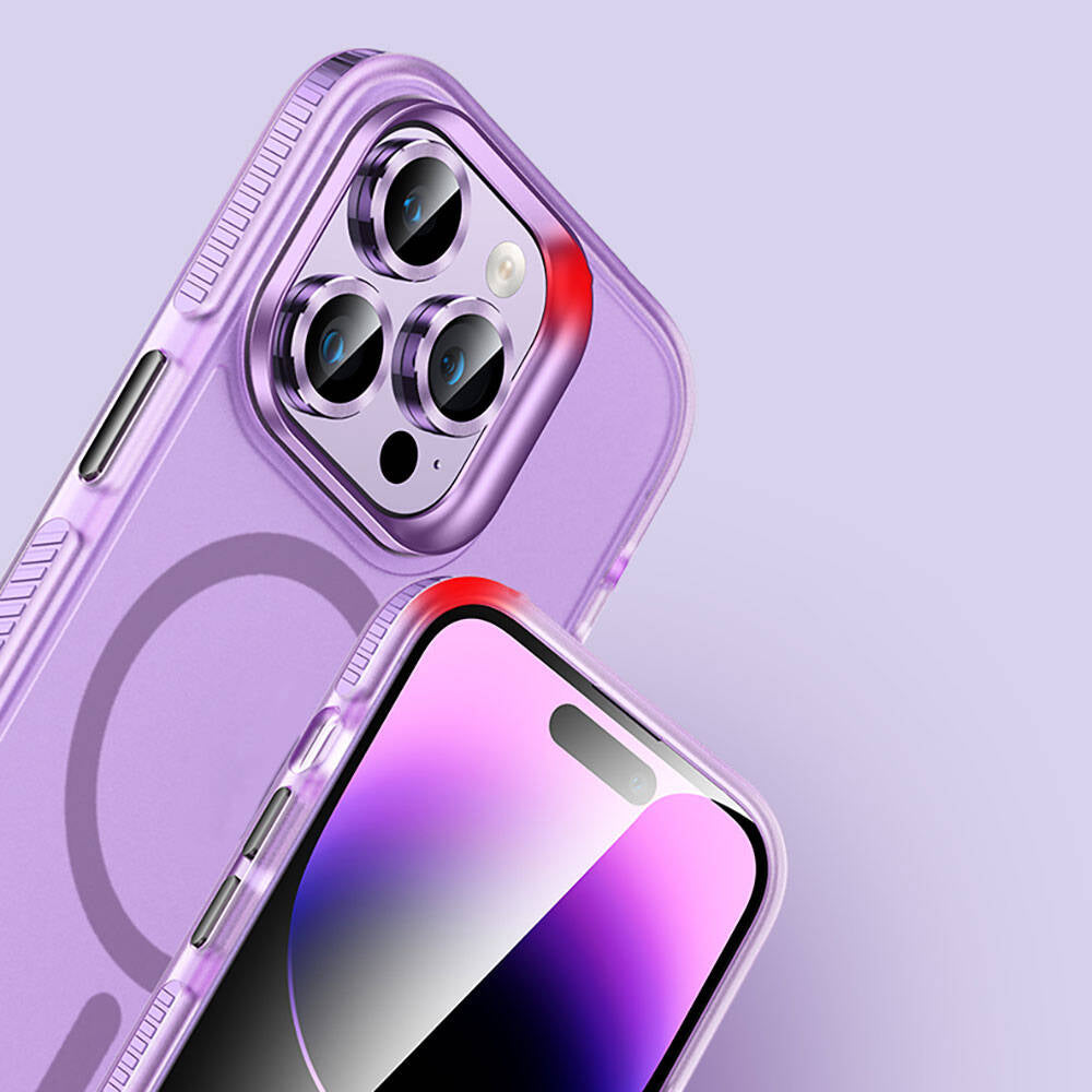 iPhone 15 Pro Kılıf Airbagli M-safe Wireless Şarj Özellikli Lens Koruyuculu Zore Klaptika Kılıf