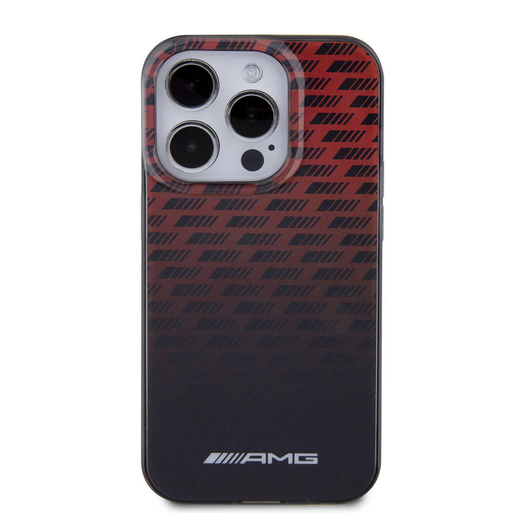 iPhone 15 Pro Kılıf AMG Orijinal Lisanslı Çift Katmanlı Küçük Logolu Dörtgen Şerit Desenli Kılıf