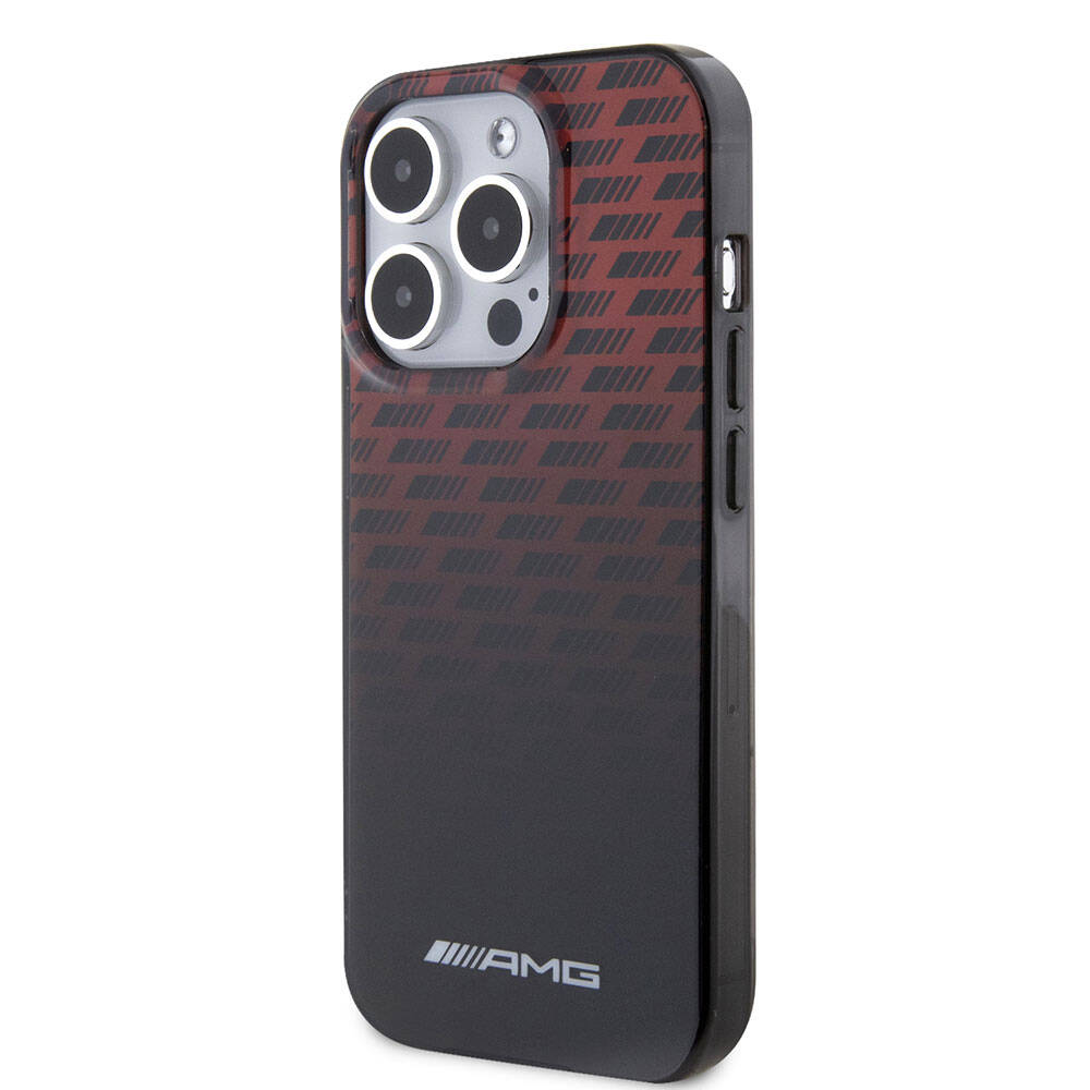 iPhone 15 Pro Kılıf AMG orijinal Lisanslı Çift Katmanlı Küçük Logolu Dörtgen Şerit Desenli Kılıf